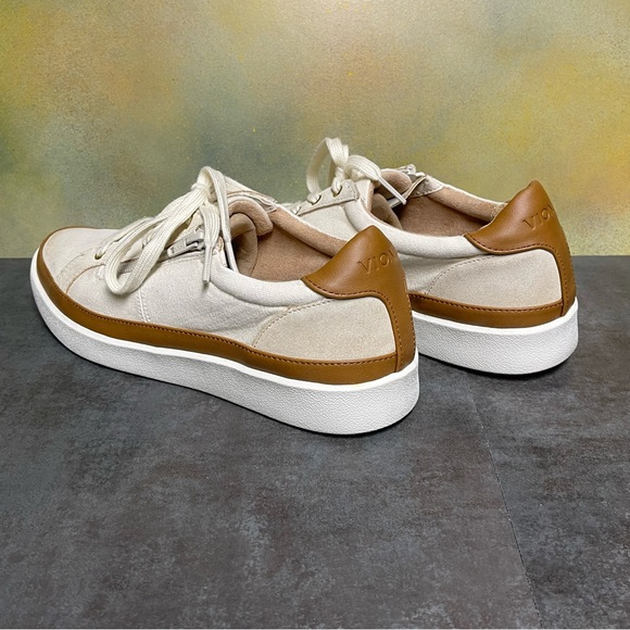 Vionic Mayra Lace Up/Zipper Women's Sneakers Cream Suede/Canvas Size 9 - Picture 15 of 16